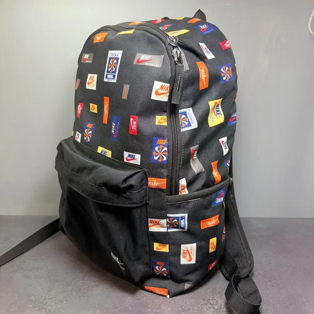 Nike Heritage 2.0 Backpack Tags of the Past Vintage Logo AOP Black CQ6298-010